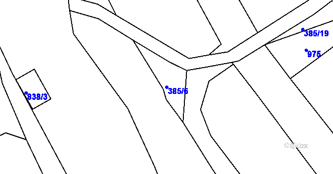 Parcela st. 385/6 v KÚ Hosín, Katastrální mapa