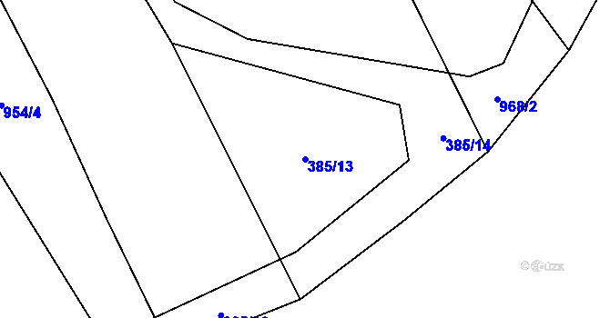 Parcela st. 385/13 v KÚ Hosín, Katastrální mapa