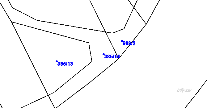 Parcela st. 385/14 v KÚ Hosín, Katastrální mapa