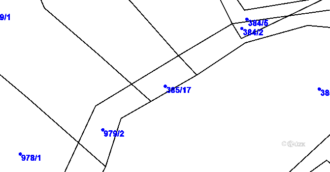 Parcela st. 385/17 v KÚ Hosín, Katastrální mapa