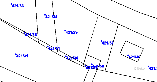 Parcela st. 421/29 v KÚ Hosín, Katastrální mapa