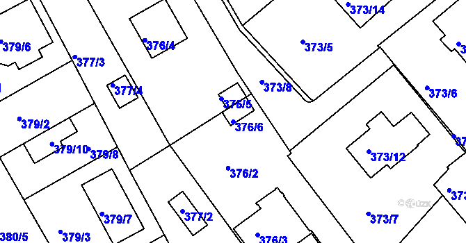 Parcela st. 376/6 v KÚ Hosín, Katastrální mapa