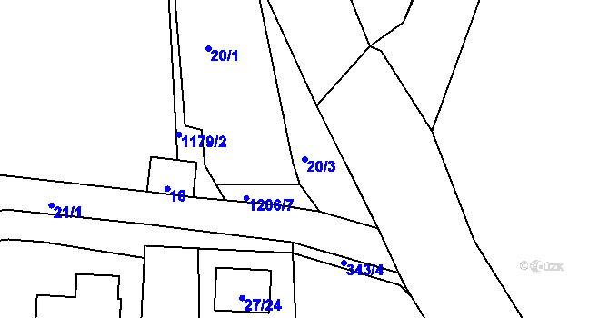 Parcela st. 20/3 v KÚ Hosín, Katastrální mapa