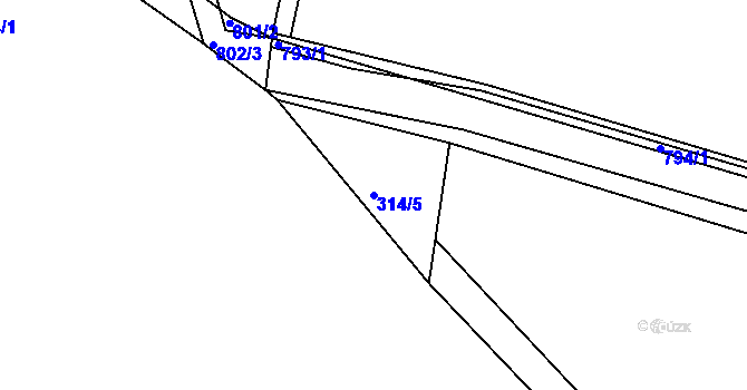 Parcela st. 314/5 v KÚ Hosín, Katastrální mapa