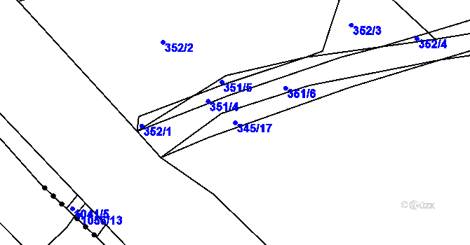Parcela st. 345/17 v KÚ Hosín, Katastrální mapa
