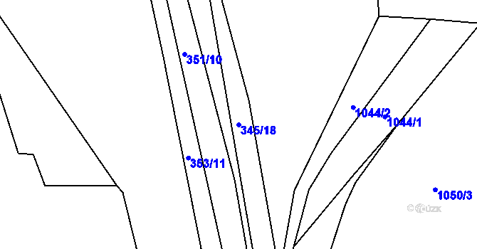 Parcela st. 345/18 v KÚ Hosín, Katastrální mapa