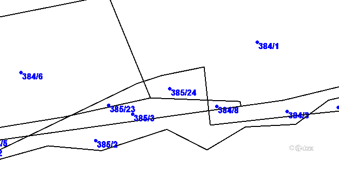 Parcela st. 385/24 v KÚ Hosín, Katastrální mapa