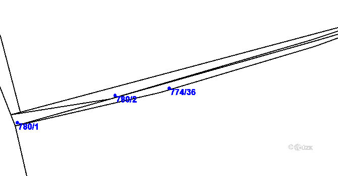 Parcela st. 774/36 v KÚ Hosín, Katastrální mapa