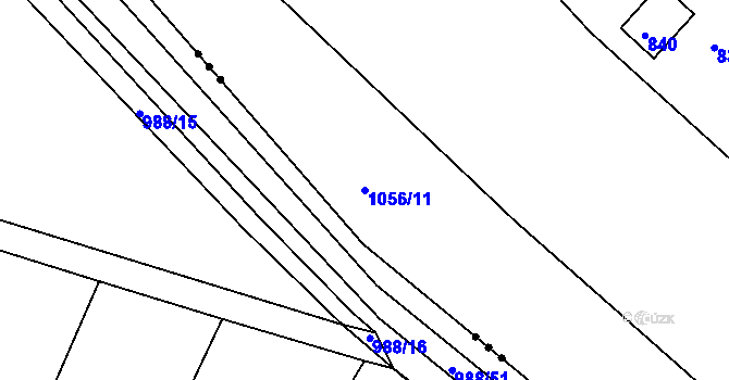 Parcela st. 1056/11 v KÚ Hosín, Katastrální mapa