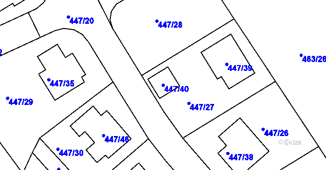 Parcela st. 447/40 v KÚ Hosín, Katastrální mapa