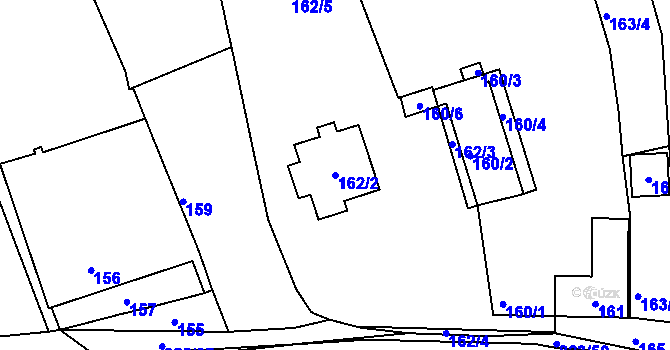 Parcela st. 162/2 v KÚ Hosín, Katastrální mapa