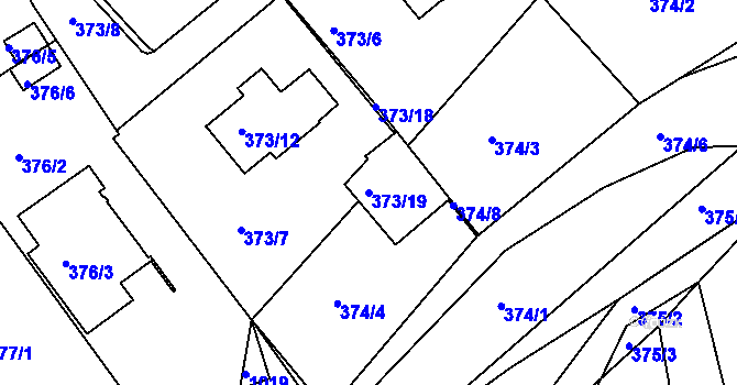 Parcela st. 373/19 v KÚ Hosín, Katastrální mapa
