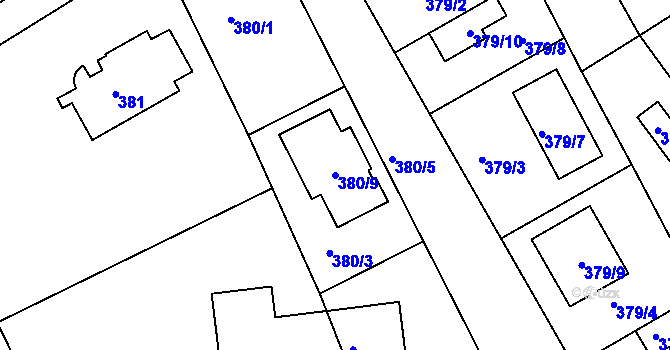 Parcela st. 380/9 v KÚ Hosín, Katastrální mapa