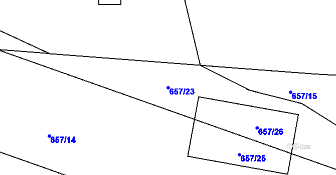 Parcela st. 657/23 v KÚ Hosín, Katastrální mapa