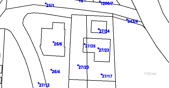 Parcela st. 27/25 v KÚ Hosín, Katastrální mapa