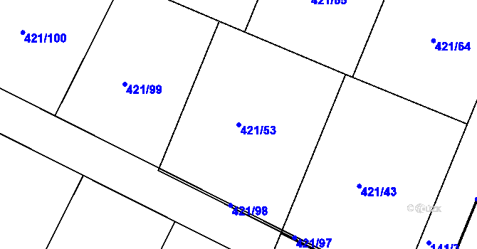 Parcela st. 421/53 v KÚ Hosín, Katastrální mapa