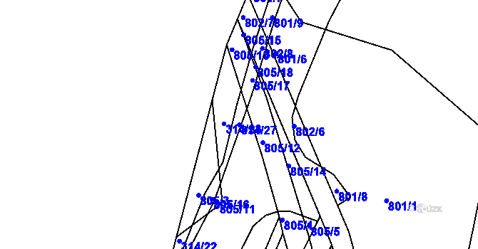 Parcela st. 314/27 v KÚ Hosín, Katastrální mapa