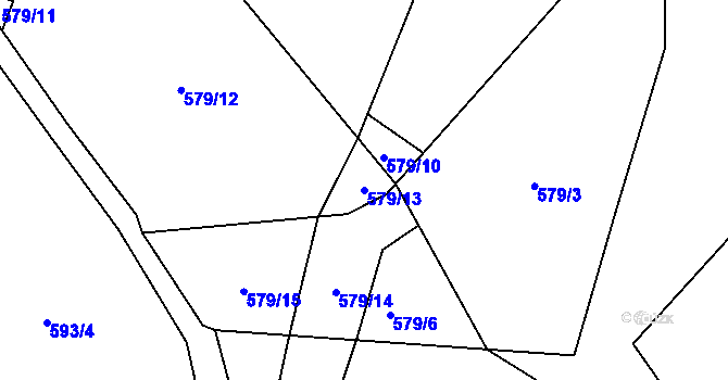 Parcela st. 579/13 v KÚ Hosín, Katastrální mapa