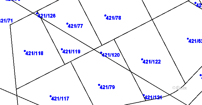 Parcela st. 421/120 v KÚ Hosín, Katastrální mapa