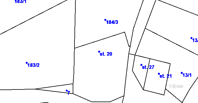 Parcela st. 20 v KÚ Hodějov, Katastrální mapa