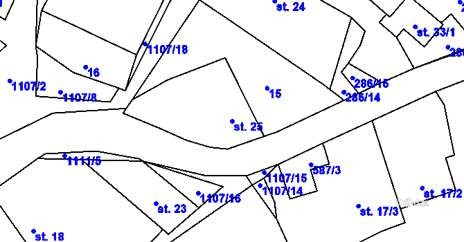 Parcela st. 25 v KÚ Hodějov, Katastrální mapa