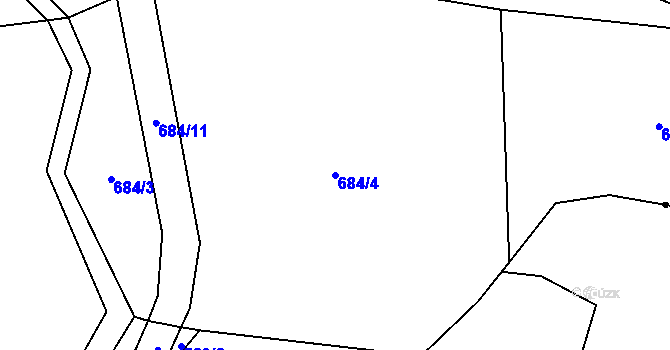 Parcela st. 684/4 v KÚ Hodějov, Katastrální mapa
