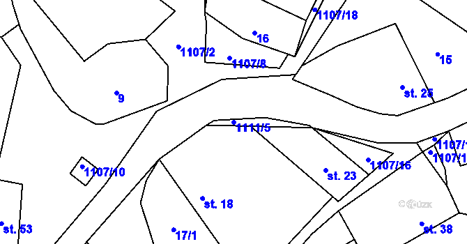 Parcela st. 1111/5 v KÚ Hodějov, Katastrální mapa