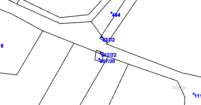 Parcela st. 657/22 v KÚ Hodějov, Katastrální mapa
