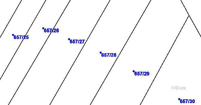 Parcela st. 657/28 v KÚ Hodějov, Katastrální mapa