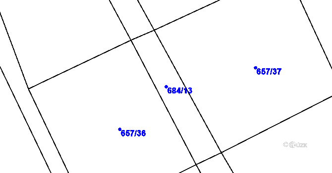 Parcela st. 684/13 v KÚ Hodějov, Katastrální mapa