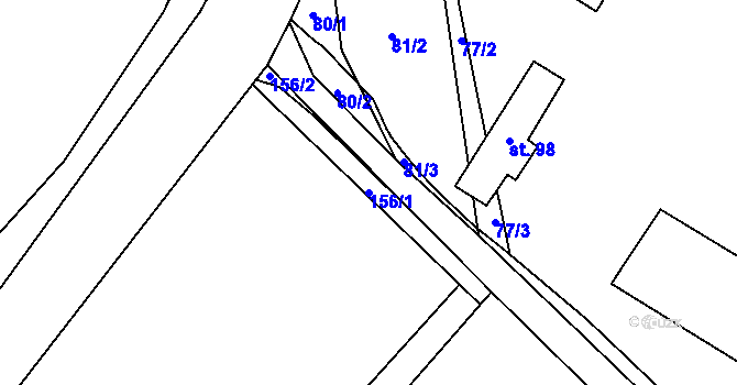 Parcela st. 156/1 v KÚ Hoslovice, Katastrální mapa
