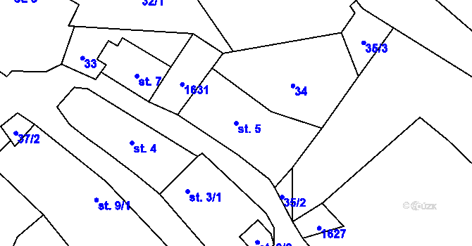Parcela st. 5 v KÚ Hoslovice, Katastrální mapa