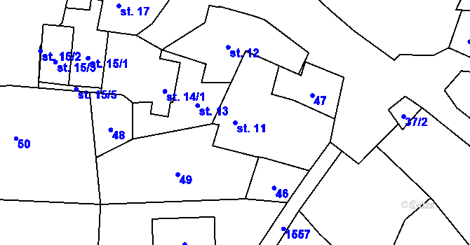 Parcela st. 11 v KÚ Hoslovice, Katastrální mapa