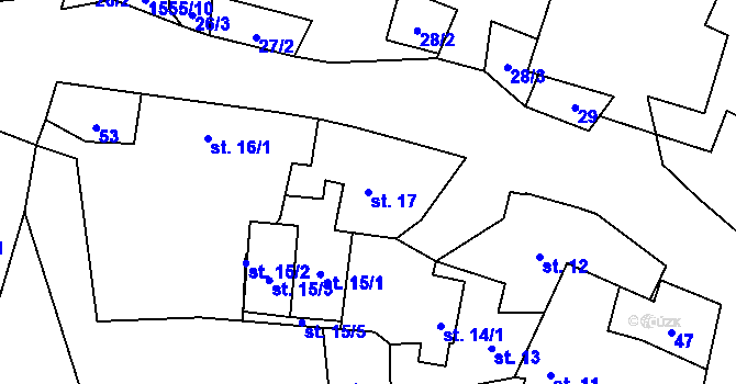 Parcela st. 17 v KÚ Hoslovice, Katastrální mapa