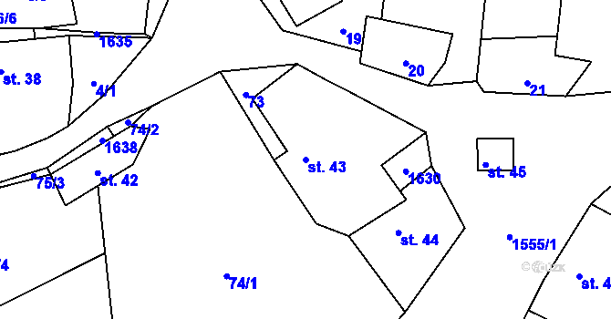Parcela st. 43 v KÚ Hoslovice, Katastrální mapa