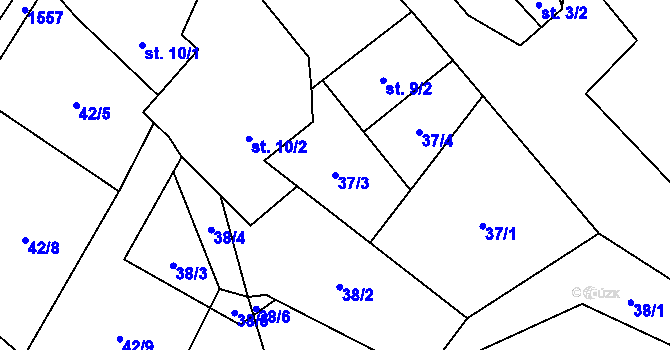 Parcela st. 37/3 v KÚ Hoslovice, Katastrální mapa