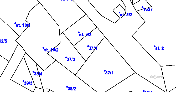 Parcela st. 37/4 v KÚ Hoslovice, Katastrální mapa