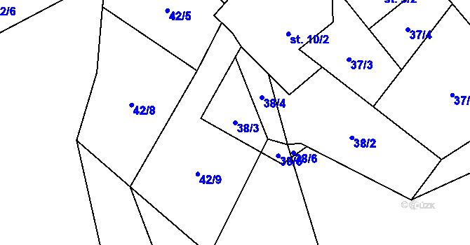 Parcela st. 38/3 v KÚ Hoslovice, Katastrální mapa