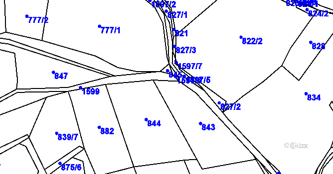 Parcela st. 839/1 v KÚ Hoslovice, Katastrální mapa