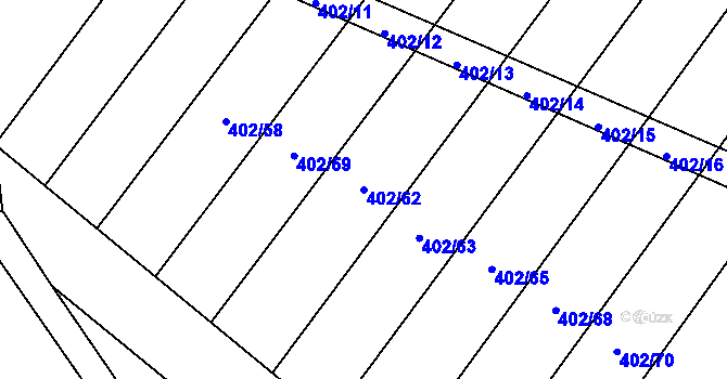 Parcela st. 402/62 v KÚ Hoslovice, Katastrální mapa