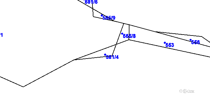 Parcela st. 581/4 v KÚ Hoslovice, Katastrální mapa