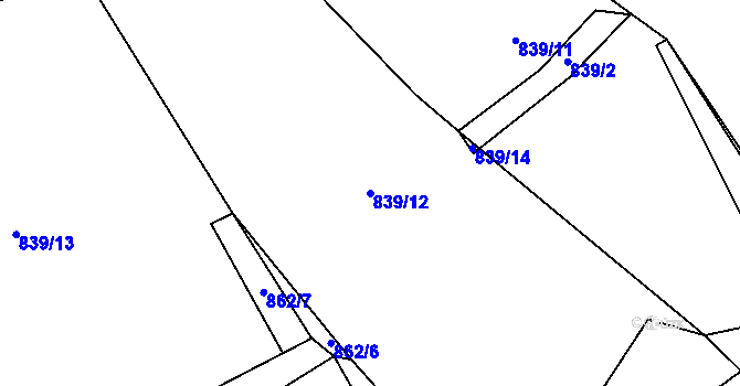 Parcela st. 839/12 v KÚ Hoslovice, Katastrální mapa
