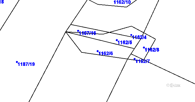 Parcela st. 1162/6 v KÚ Hoslovice, Katastrální mapa