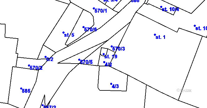 Parcela st. 19 v KÚ Škrobočov, Katastrální mapa
