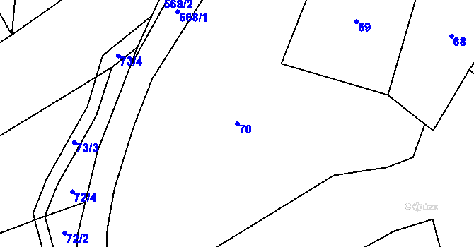Parcela st. 70 v KÚ Škrobočov, Katastrální mapa