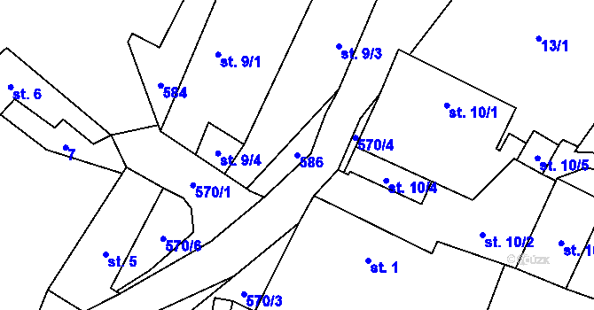 Parcela st. 586 v KÚ Škrobočov, Katastrální mapa