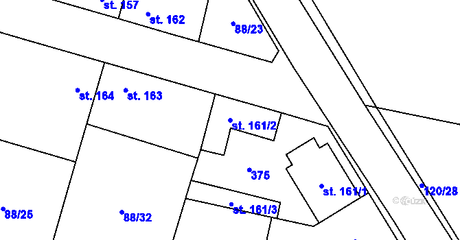 Parcela st. 161/2 v KÚ Hospozín, Katastrální mapa