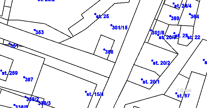 Parcela st. 19/2 v KÚ Hospozín, Katastrální mapa