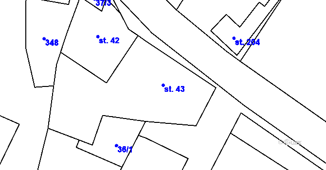 Parcela st. 43 v KÚ Hospozín, Katastrální mapa
