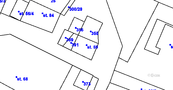 Parcela st. 59 v KÚ Hospozín, Katastrální mapa